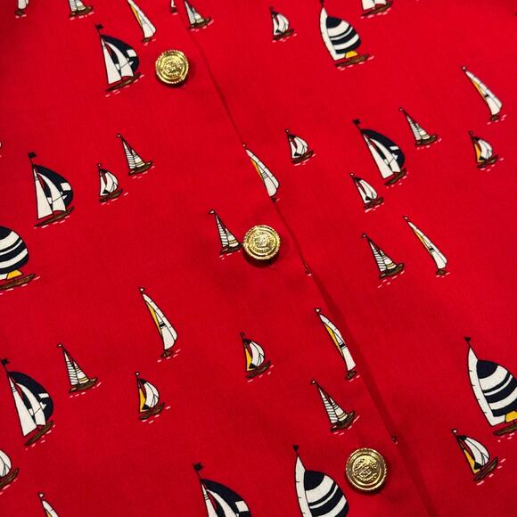 Liz Claiborne Top Vintage Sailboat Nautical Retro Preppy Classic Button Up 16 - Picture 5 of 7
